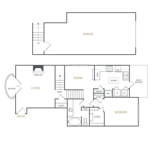 floor plan for the two bedroom apartment at The  Ellington