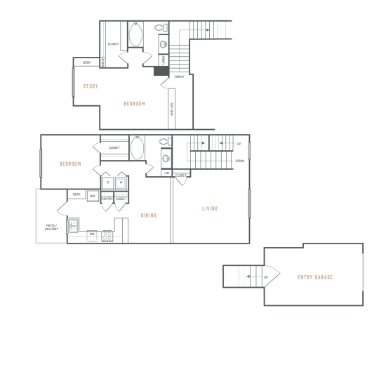 floor plan for the two bedroom apartment at The  Ellington