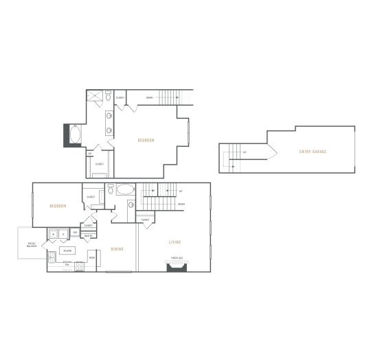 floor plan for the two bedroom apartment at The  Ellington