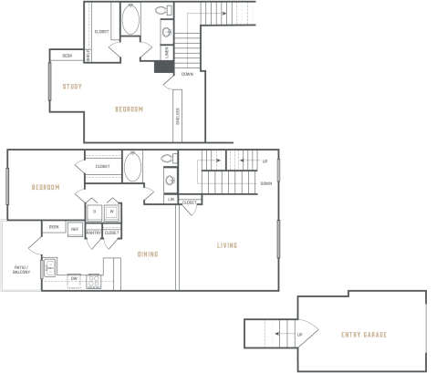 the floor plan for a two bedroom apartment at The  Ellington